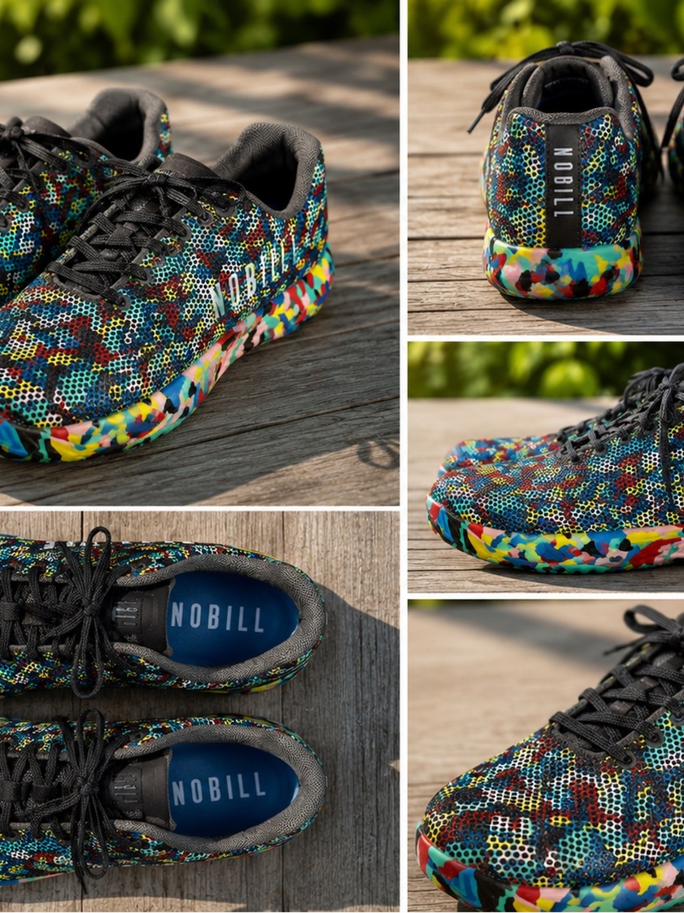 NOBULL Black Multicolor Mosaic Knit Trainers - Picture 2 of 3